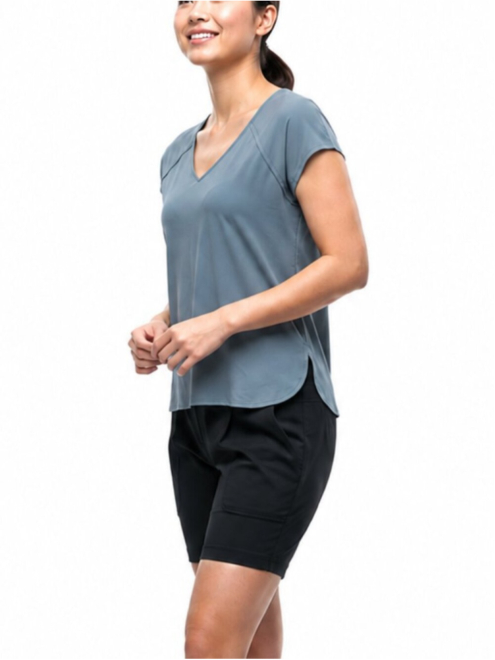 INDYEVA Karui II Short Sleeve Shirt Grey XL Light Woven Stretch Boxy Casual